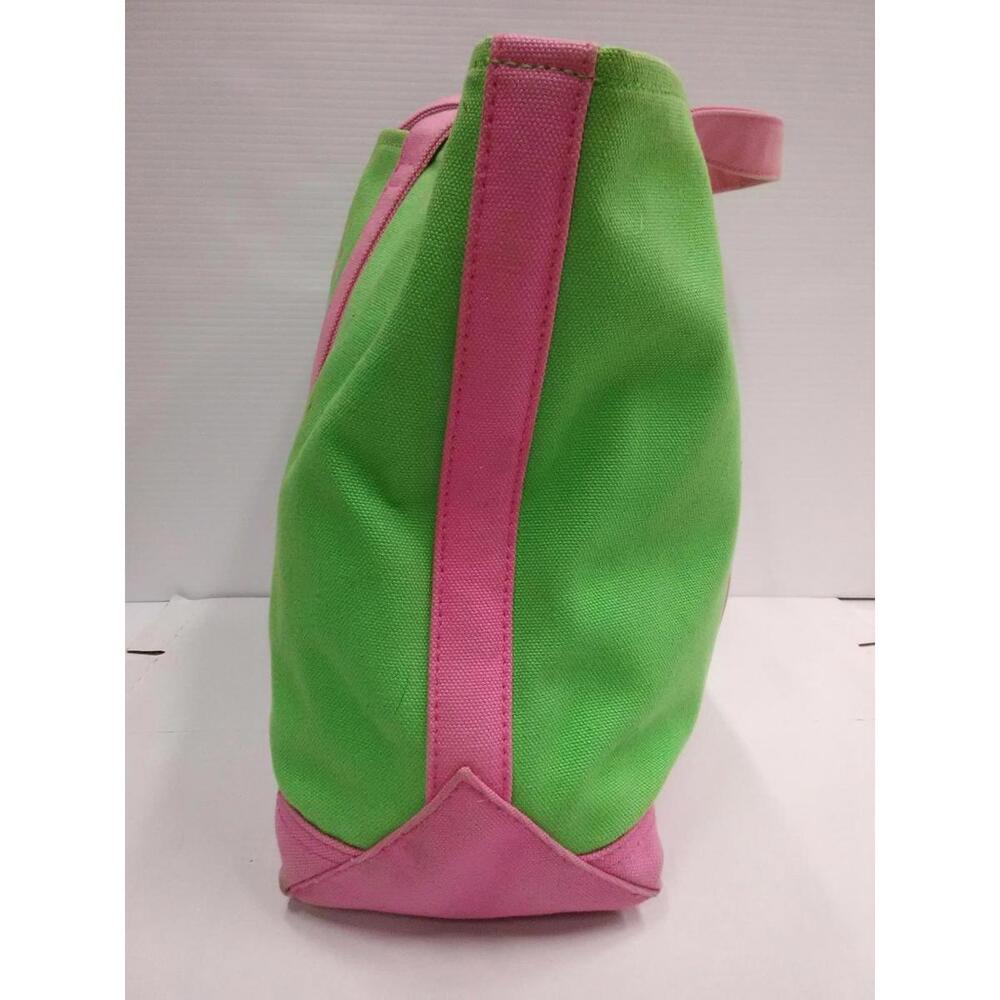 Ralph Lauren Tote Bag Womens Green Pink Canvas Big Pony Embroidered Preppy Beach - Picture 4 of 9
